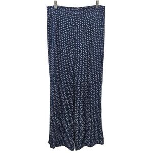 WAYF Floral Print Palazzo Pants Wide Leg Blue White Elastic Waist Comfy Casual